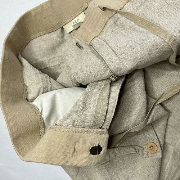 J. Jill Elastic Tie Waist Linen Khaki Cargo Shorts Size 10 - Picture 5 of 8